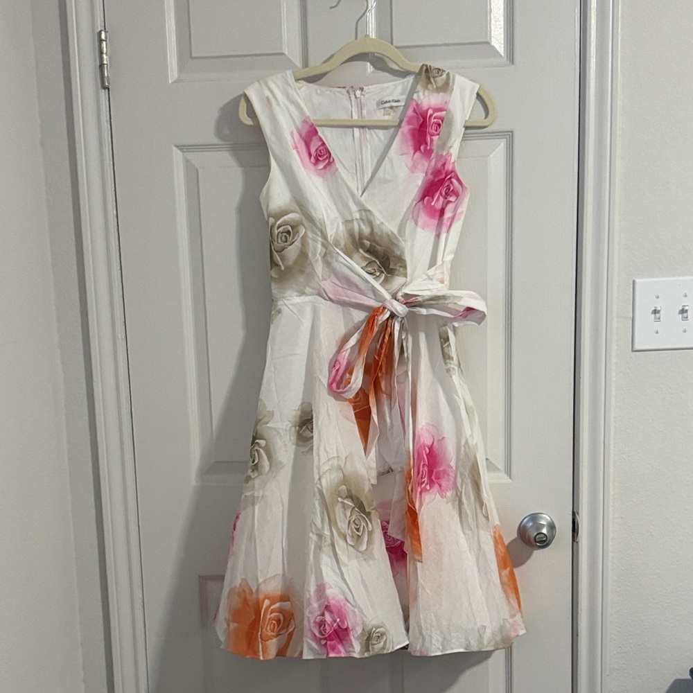Calvin Klein White Floral Tea Dress